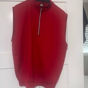 Red Sleeveless Zip-Up Top